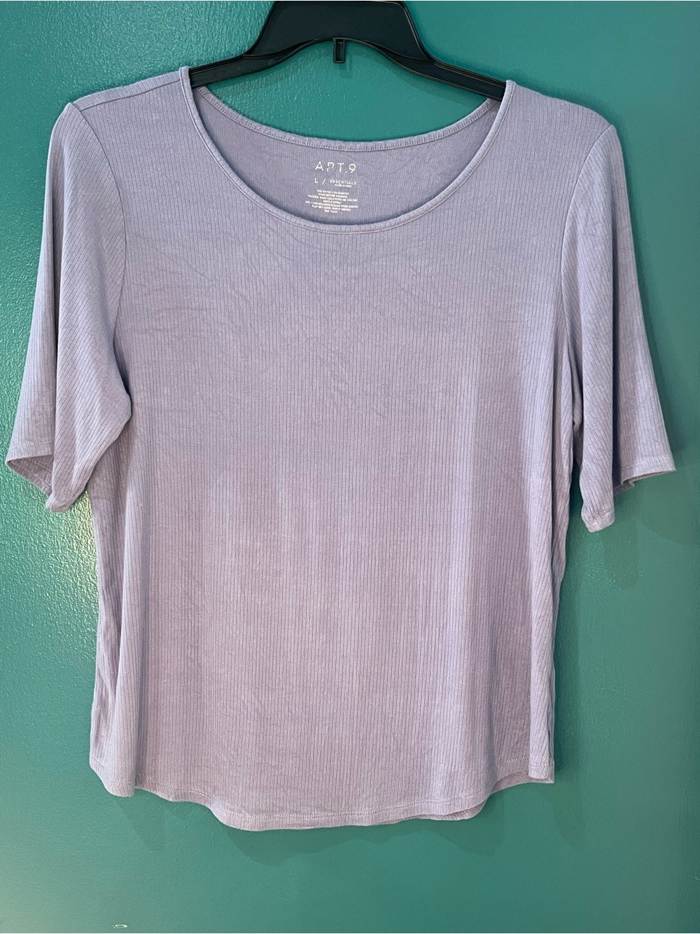 Essentials Lavender Ribbed Short-Sleeve Top